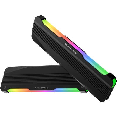 강원전자 넷메이트 ARGB 알루미늄 메모리 방열판, 블랙 2개 세트 [EZDIY-FAB] NM-DPI2682