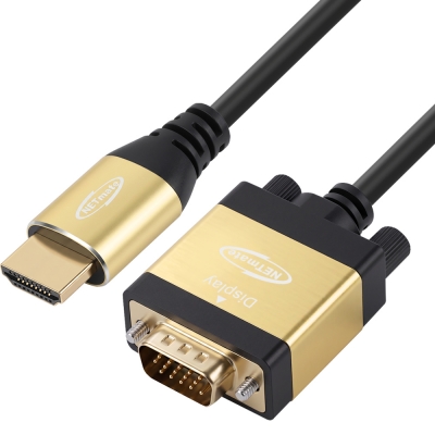 강원전자 넷메이트 HDMI to VGA(RGB) Gold Metal 케이블 1m NM-HVM10