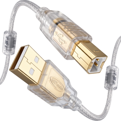 강원전자 넷메이트 프리미엄 USB2.0 AM-BM 투명 케이블 1.5m, 노이즈필터/쉴드 NM-PUB215S