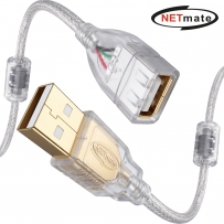 강원전자 넷메이트 프리미엄 USB2.0 연장 AM-AF 투명 케이블 0.5m, 노이즈필터/쉴드 NM-PUF205S
