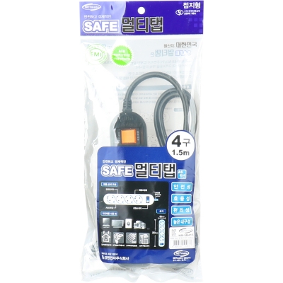 강원전자 넷메이트 SAFE 멀티탭 4구 접지 1.5m (블랙) NM-SB415