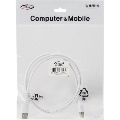강원전자 넷메이트 USB2.0 AM-BM 케이블 1m (화이트) NM-TUB210