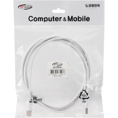 강원전자 넷메이트 USB2.0 AM-BM 케이블 2m (화이트) NM-TUB220