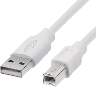 강원전자 넷메이트 USB2.0 AM-BM 케이블 5m (화이트) NM-TUB250