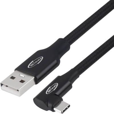 강원전자 넷메이트 USB2.0 AM-CM 꺾임 케이블 2m (블랙) NM-UAC202BA