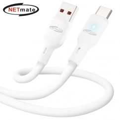 강원전자 넷메이트 USB2.0 AM-CM 실리콘 LED 케이블 2m (화이트) NM-UCA220LW