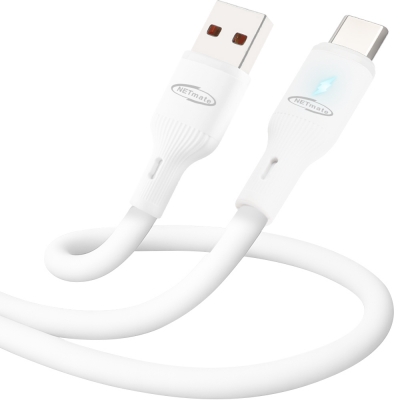강원전자 넷메이트 USB2.0 AM-CM 실리콘 LED 케이블 2m (화이트) NM-UCA220LW