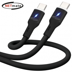 강원전자 넷메이트 USB2.0 C타입 실리콘 LED 케이블 1m (블랙) NM-UCC210LB