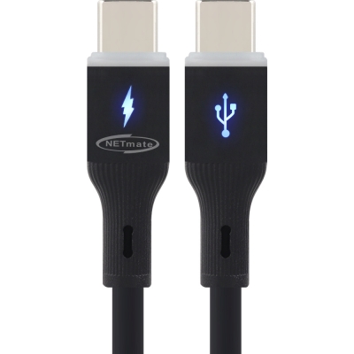 강원전자 넷메이트 USB2.0 C타입 실리콘 LED 케이블 1m (블랙) NM-UCC210LB
