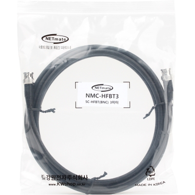 강원전자 넷메이트 5C-HFBT BNC-BNC 동축 케이블(동복강선/4합/75ohm) 3m NMC-HFBT3