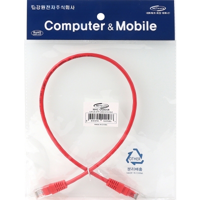 강원전자 넷메이트 CAT.5E UTP 랜 케이블 0.5m, 레드 NMC-U5005R
