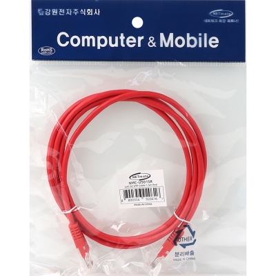 강원전자 넷메이트 CAT.5E UTP 랜 케이블 1.5m, 레드 NMC-U5015R