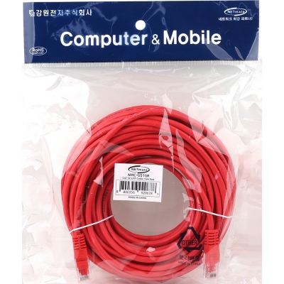 강원전자 넷메이트 CAT.5E UTP 랜 케이블 15m, 레드 NMC-U515R