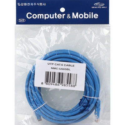강원전자 넷메이트 CAT.6 UTP 랜 케이블 5m, 블루 NMC-U605BL