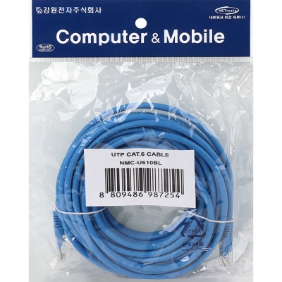 강원전자 넷메이트 CAT.6 UTP 랜 케이블 10m, 블루 NMC-U610BL