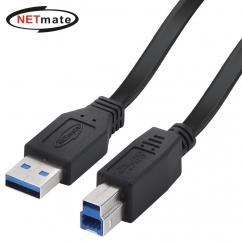 강원전자 넷메이트 USB3.0 AM-BM FLAT 케이블 2m (블랙) NMC-UB320F