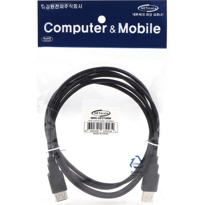 강원전자 넷메이트 USB2.0 연장 AM-AF 케이블 1.8m (블랙) NMC-UF218BK