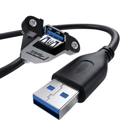 강원전자 넷메이트 USB3.0 연장 AM-AF 판넬형 케이블 0.3m, 블랙 NMC-UF303SB