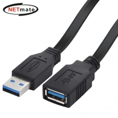 강원전자 넷메이트 USB3.0 연장 AM-AF FLAT 케이블 0.3m (블랙) NMC-UFG3003F