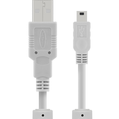 강원전자 넷메이트 USB2.0 AM-Mini 5핀 케이블 10m (그레이/24AWG/노이즈필터) NMC-UM2100