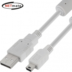 강원전자 넷메이트 USB2.0 AM-Mini 5핀 케이블 7m (그레이/24AWG/노이즈필터) NMC-UM270