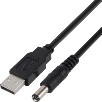 강원전자 넷메이트 USB 전원 케이블 2m (5.5x2.1mm/1W/블랙) NMC-UP212001B