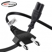 강원전자 넷메이트 2구 8자 AC 파워코드 전원케이블 0.6m, 일자형 블랙 NMP-KPC806B