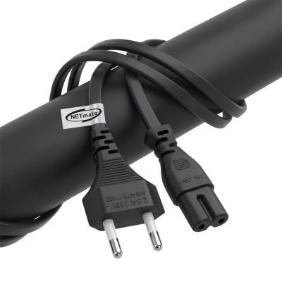 강원전자 넷메이트 2구 8자 AC 파워코드 전원케이블 0.6m, 일자형 블랙 NMP-KPC806B