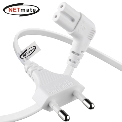 강원전자 넷메이트 2구 8자 AC 파워코드 전원케이블 0.6m, 꺾임형 화이트 NMP-KPC806WA
