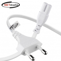 강원전자 넷메이트 2구 8자 AC 파워코드 전원케이블 0.6m, 일자형 화이트 NMP-KPC806W