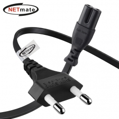 강원전자 넷메이트 2구 8자 AC 파워코드 전원케이블 1.3m, 일자형 블랙 NMP-KPC813