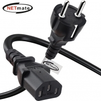 강원전자 넷메이트 3구 AC 파워코드 전원케이블 0.5m, 일자형 블랙 NMP-SPC005BS