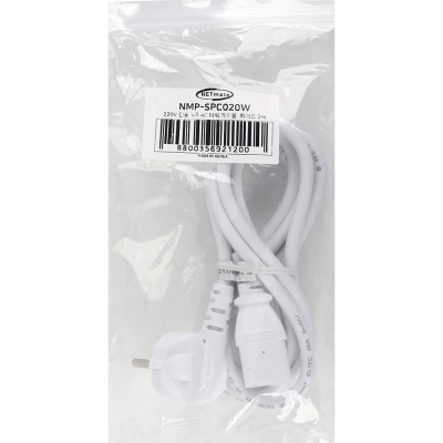강원전자 넷메이트 3구 AC 파워코드 전원케이블 2m, 꺾임형 화이트 NMP-SPC020W