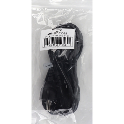 강원전자 넷메이트 3구 AC 파워코드 전원케이블 3m, 일자형 블랙 NMP-SPC030BS