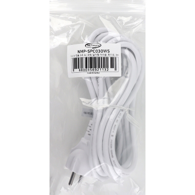 강원전자 넷메이트 3구 AC 파워코드 전원케이블 3m, 일자형 화이트 NMP-SPC030WS