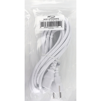 강원전자 넷메이트 3구 AC 파워코드 전원케이블 5m, 일자형 화이트 NMP-SPC050WS
